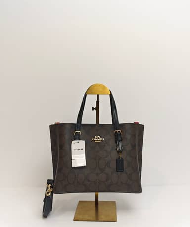 TJCCH-63441 Coach Mollie 25 Tote Bag In Signature Canvas Brown Black PRELOVED NETT