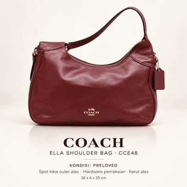TJCCH-63433 Coach Ella Shoulder Bag Maroon PRELOVED NETT