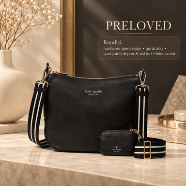 TJKS-63272 Kate Spade Rossie Crossbody Bag Black PRELOVED NETT