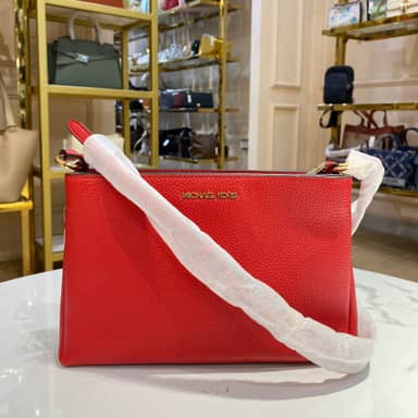 TJMK-63113 Michael Kors Trisha Medium Triple Compartment Xbody Leather Bag Bright Red NBU NETT